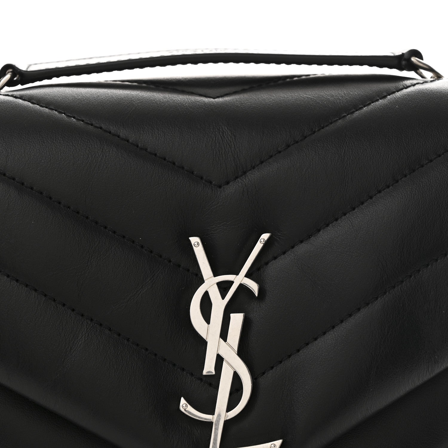 Saint Laurent Calfskin Y Quilted Monogram Small Loulou Chain Satchel Black 9 of 11