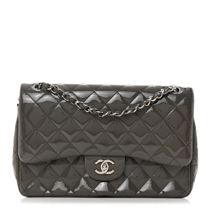 Chanel Patent Calfskin Quilted Jumbo Double Flap Grey 1 of 10