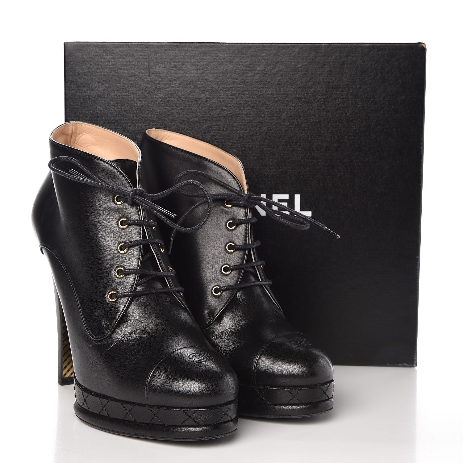 Chanel Lambskin CC Cap Toe Platform Short Boots 41 Black 16 of 16