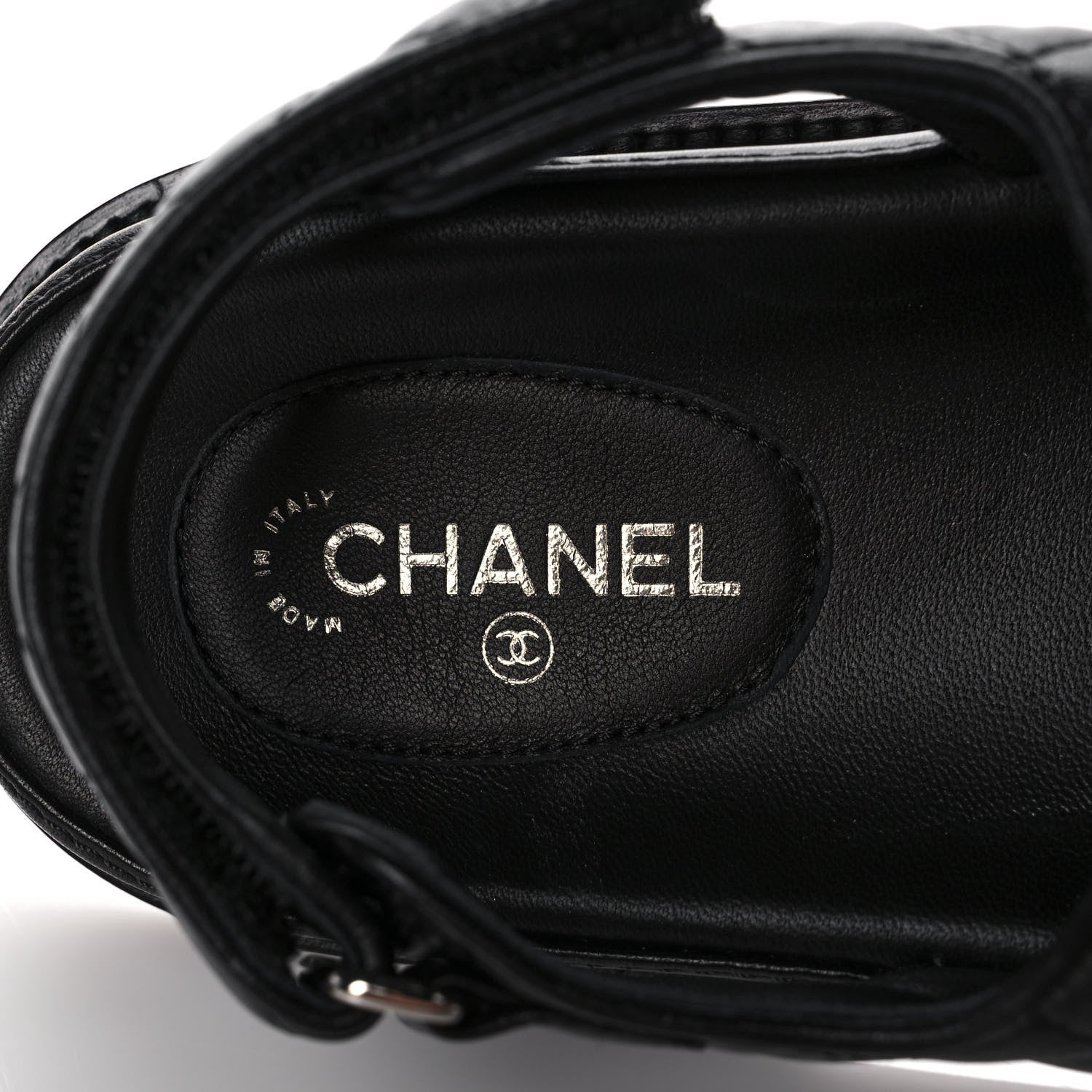 Chanel Lambskin Velcro Dad Sandals 38.5 Black 7 of 10
