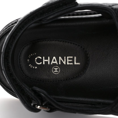 Chanel Lambskin Velcro Dad Sandals 38.5 Black 7 of 10