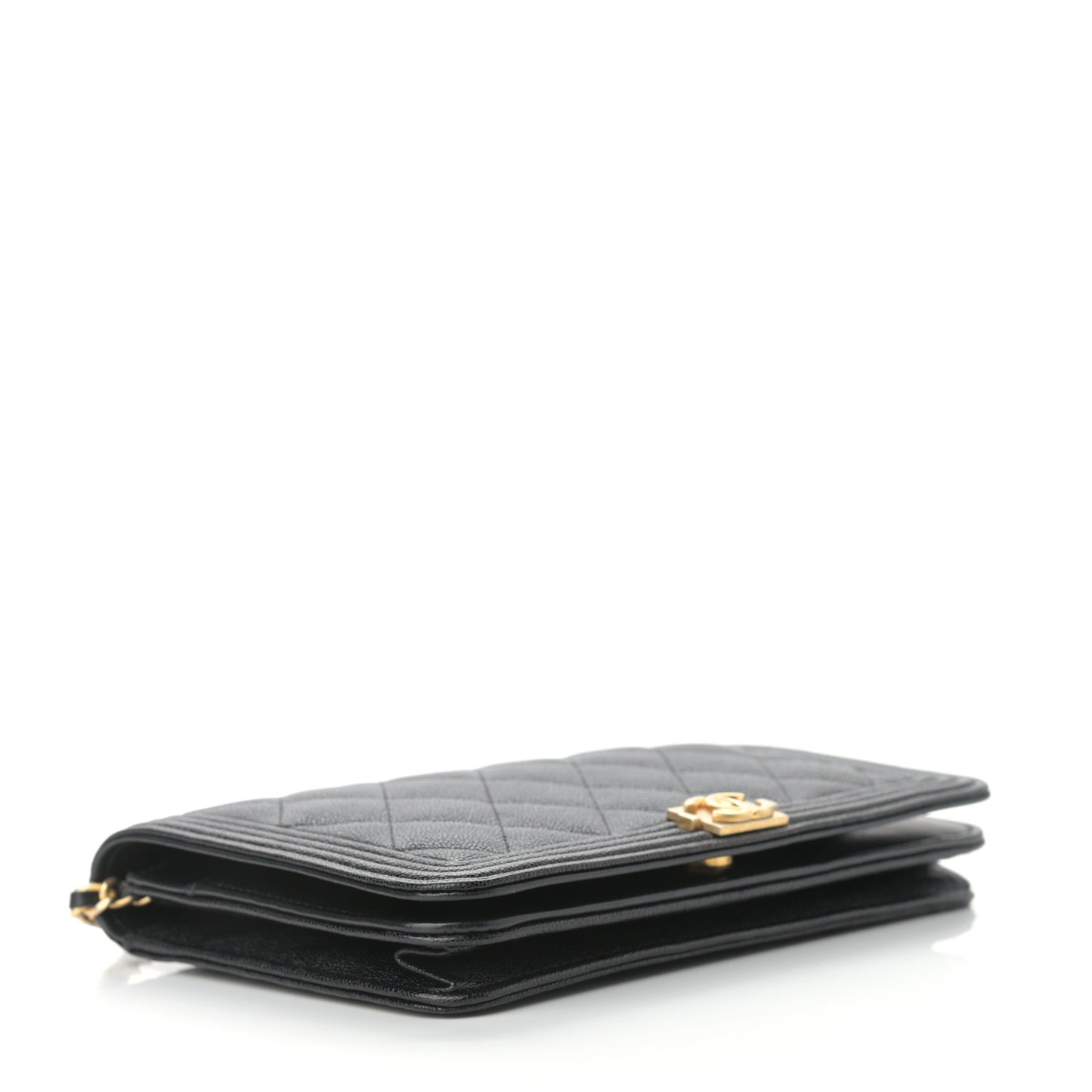 Caviar Quilted Boy Wallet On Chain WOC Black