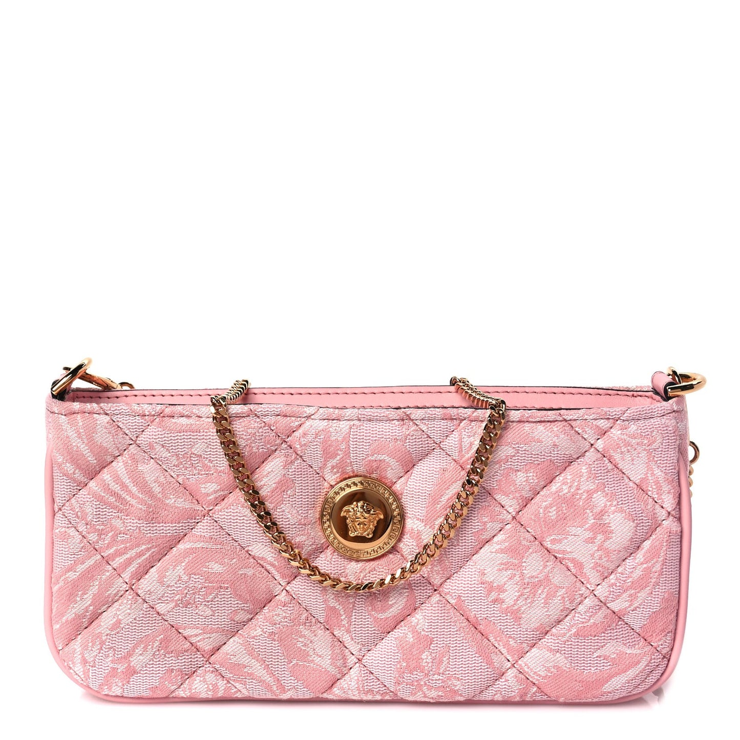 Jacquard Barocco Quilted Medusa Crossbody Pink