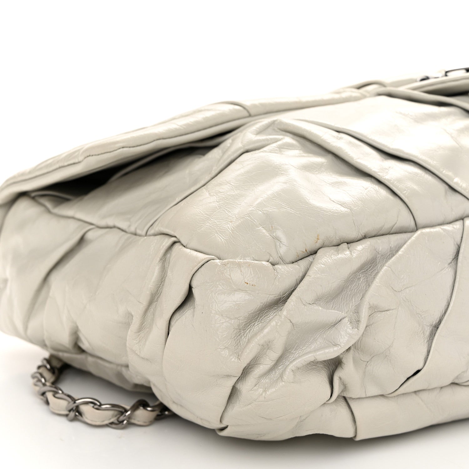 Chanel Glazed Calfskin Twisted Maxi Flap Light Grey 9 of 12