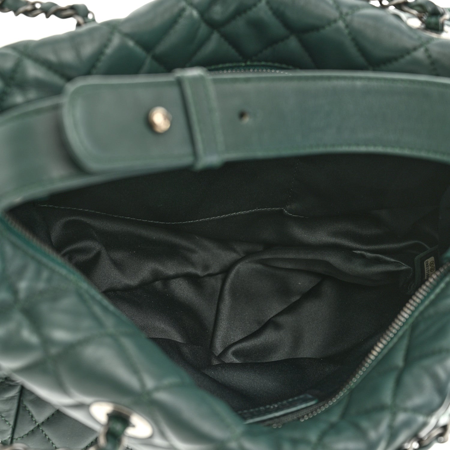 Chanel Lambskin Quilted Flap Hobo Dark Green 5 of 10