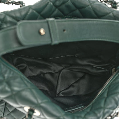 Chanel Lambskin Quilted Flap Hobo Dark Green 5 of 10