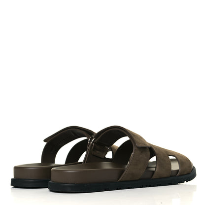 Hermes Suede Goatskin Mens Chypre Sandals 43 Vert Army 5 of 10