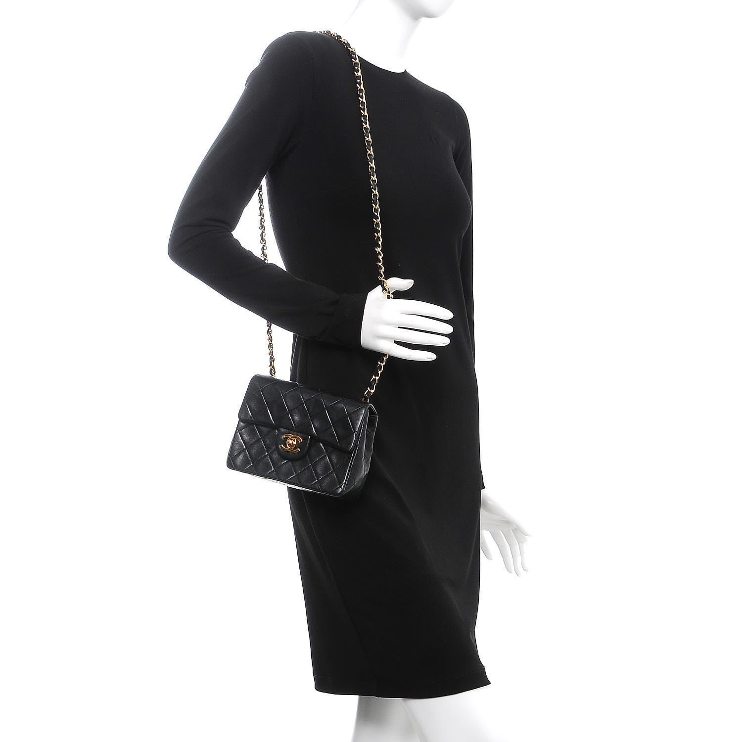 Chanel Lambskin Quilted Mini Square Flap Black 2 of 8