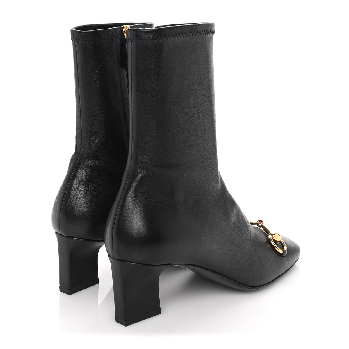 Gucci Shiny Calfskin Horsebit Signora Bootie 37 Black 4 of 7