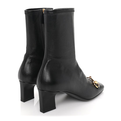 Gucci Shiny Calfskin Horsebit Signora Bootie 37 Black 4 of 7
