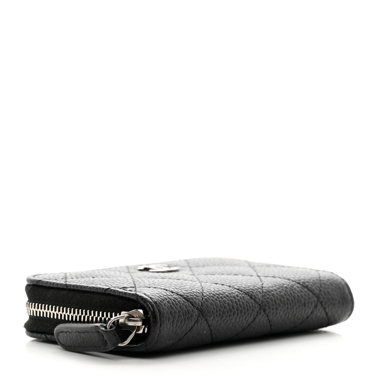 Caviar Quilted Zip Coin Purse Black