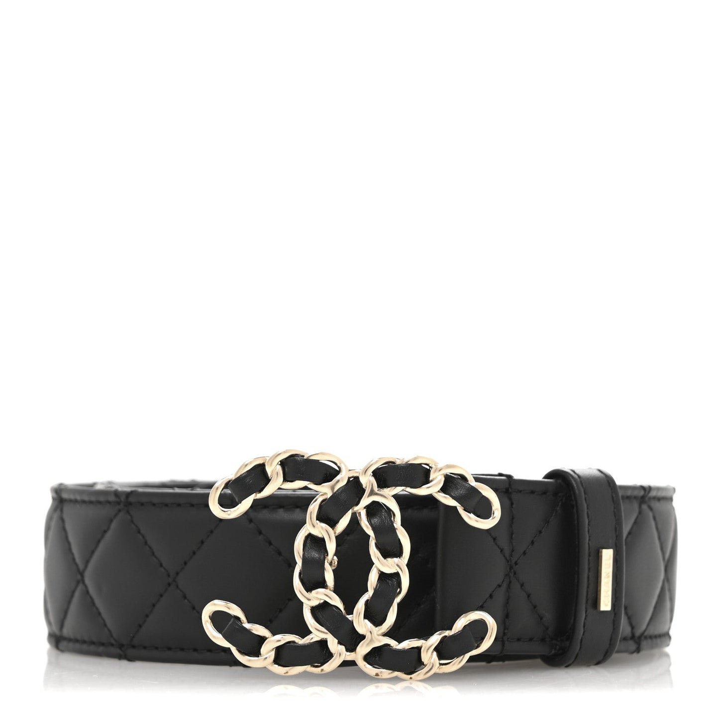 Calfskin Quilted CC Chain Belt 80 32 Black