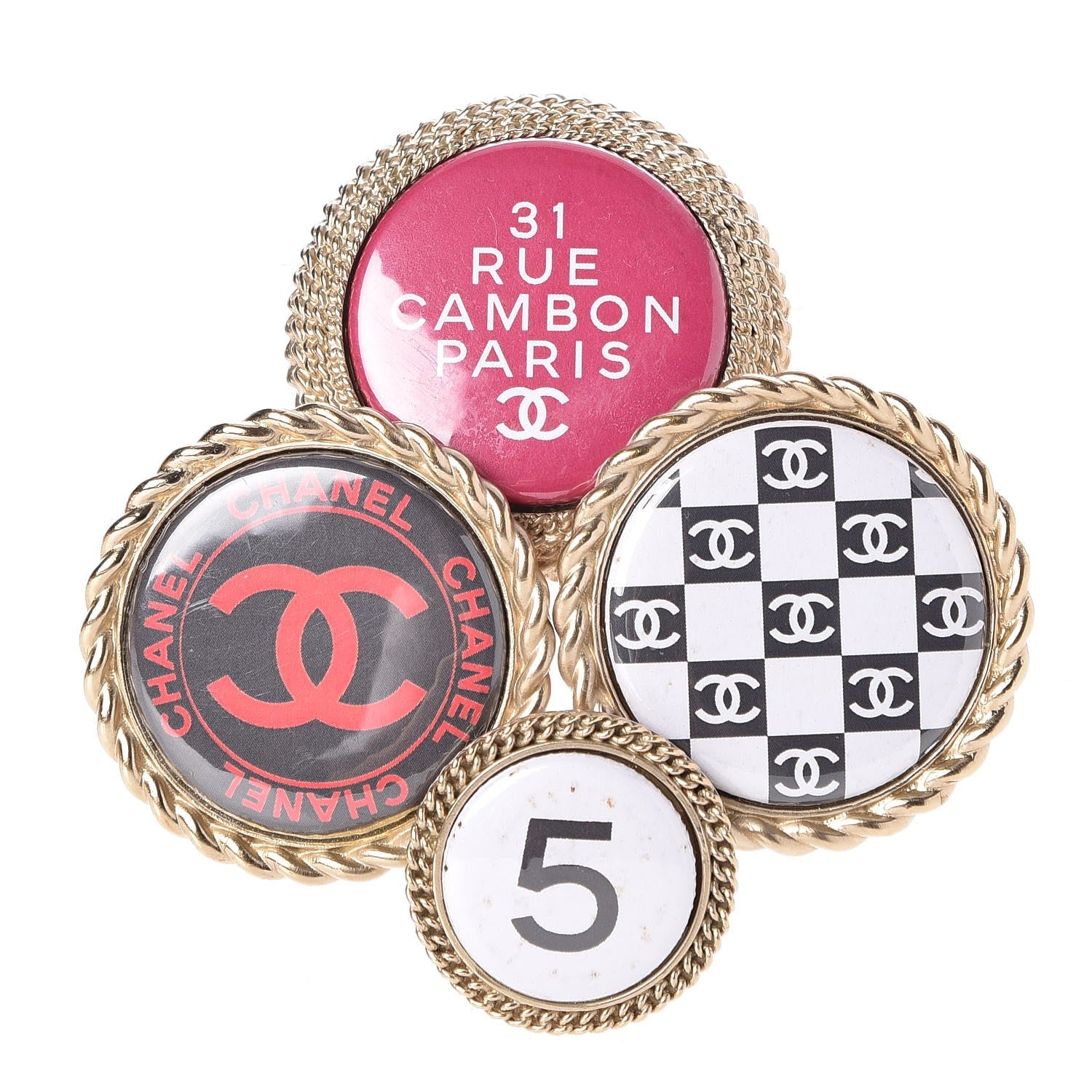 Chanel Logo Button Brooch Gold 1 of 4
