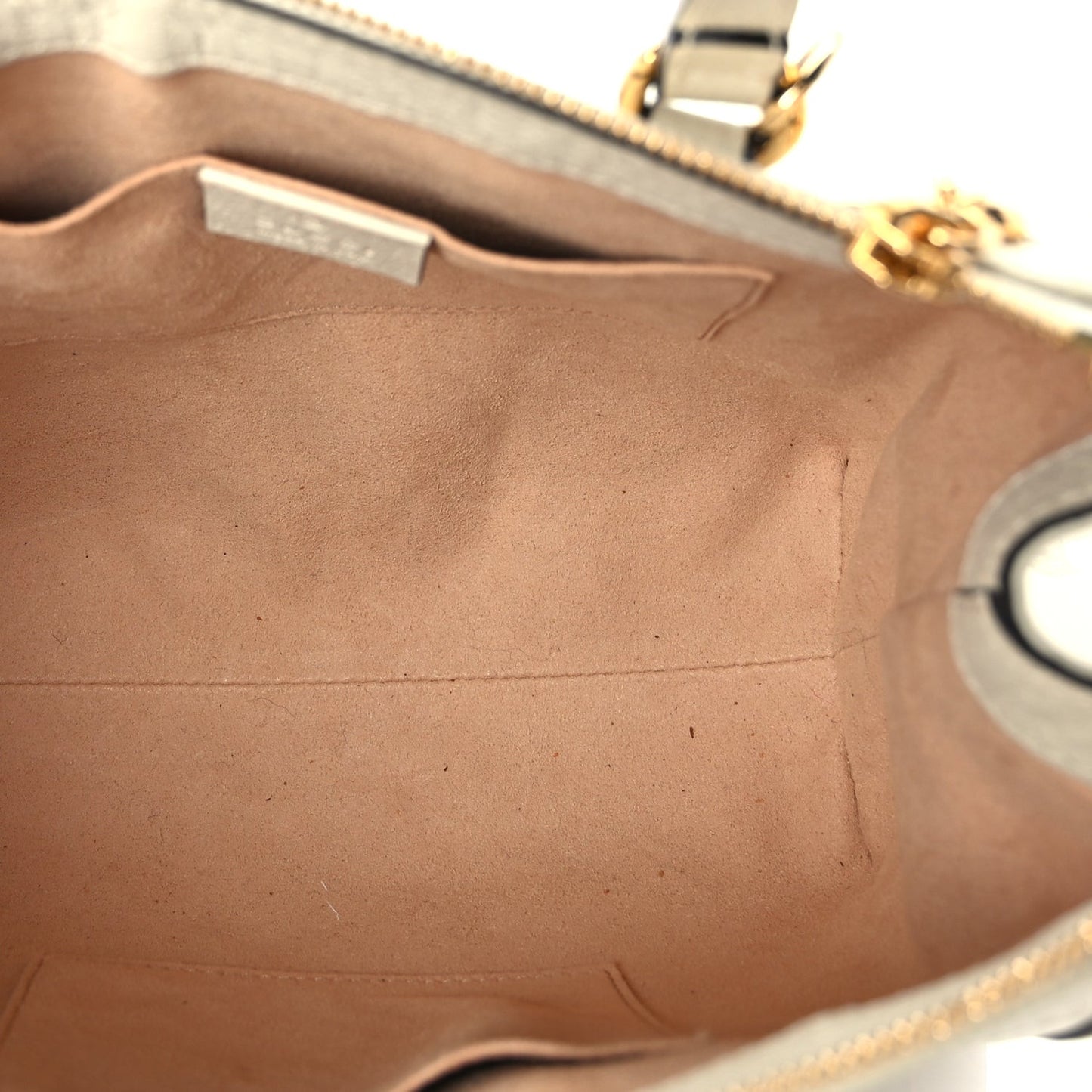 Textured Calfskin Web Small Ophidia Tote Bag Mystic White