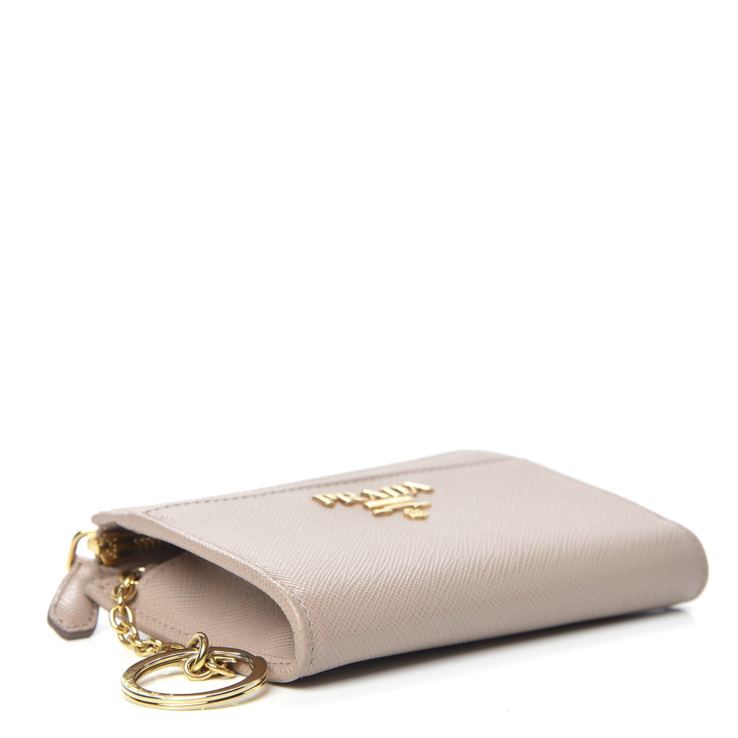 Prada Saffiano Metal Zip Around Keychain Cipria 4 of 7