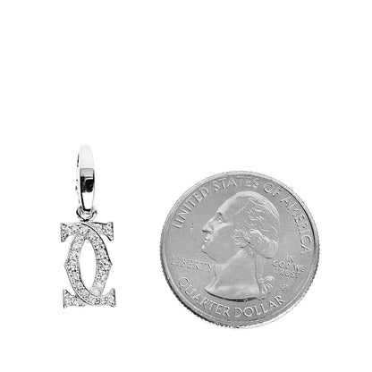 Cartier 18K White Gold Diamond Logo Charm 2 of 4