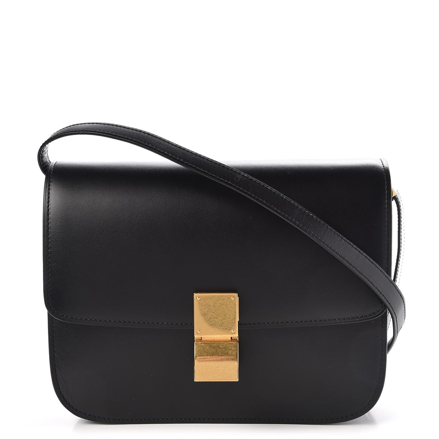 Box Calfskin Medium Classic Box Flap Bag Black
