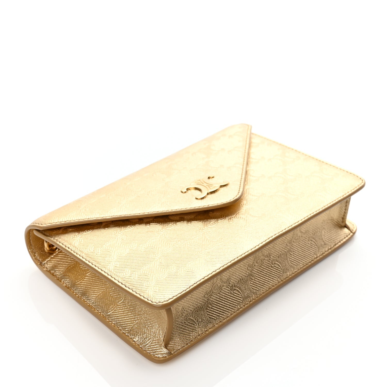 Celine Metallic Triomphe Wallet on Chain 3 of 8