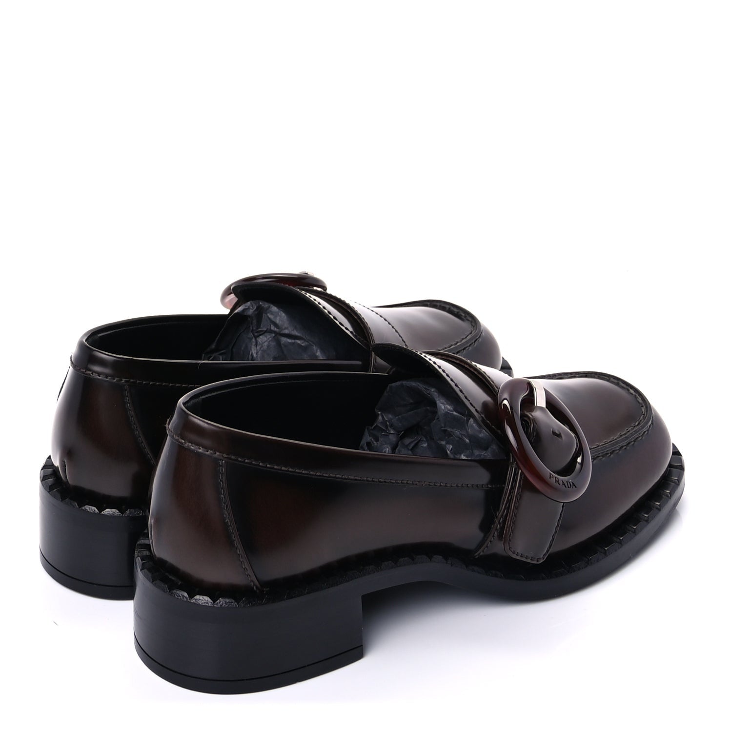 Prada Spazzolato Fume Sienna Loafers 37  Bruciato 4 of 9