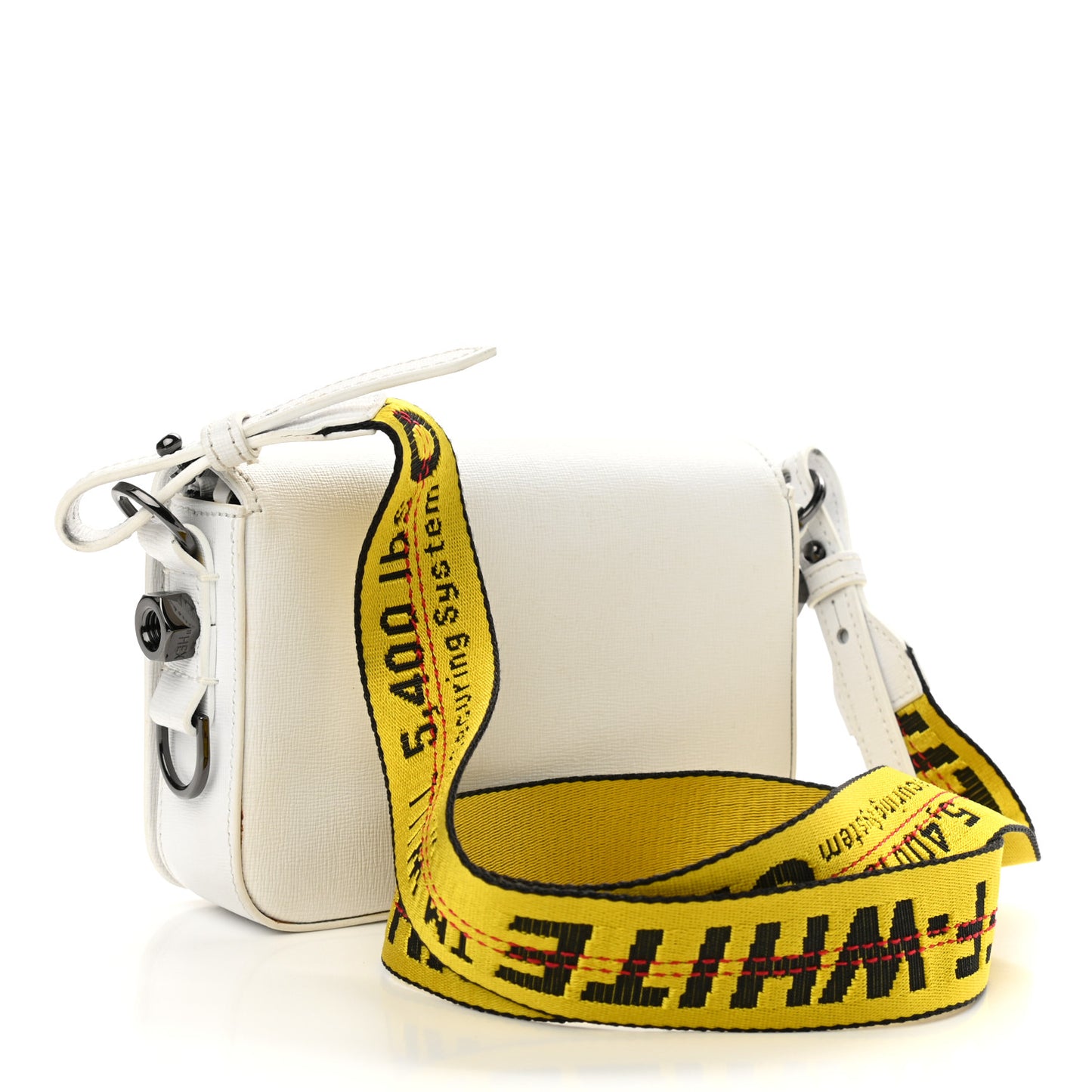 Saffiano Striped Diag Binder Flap Bag White Black