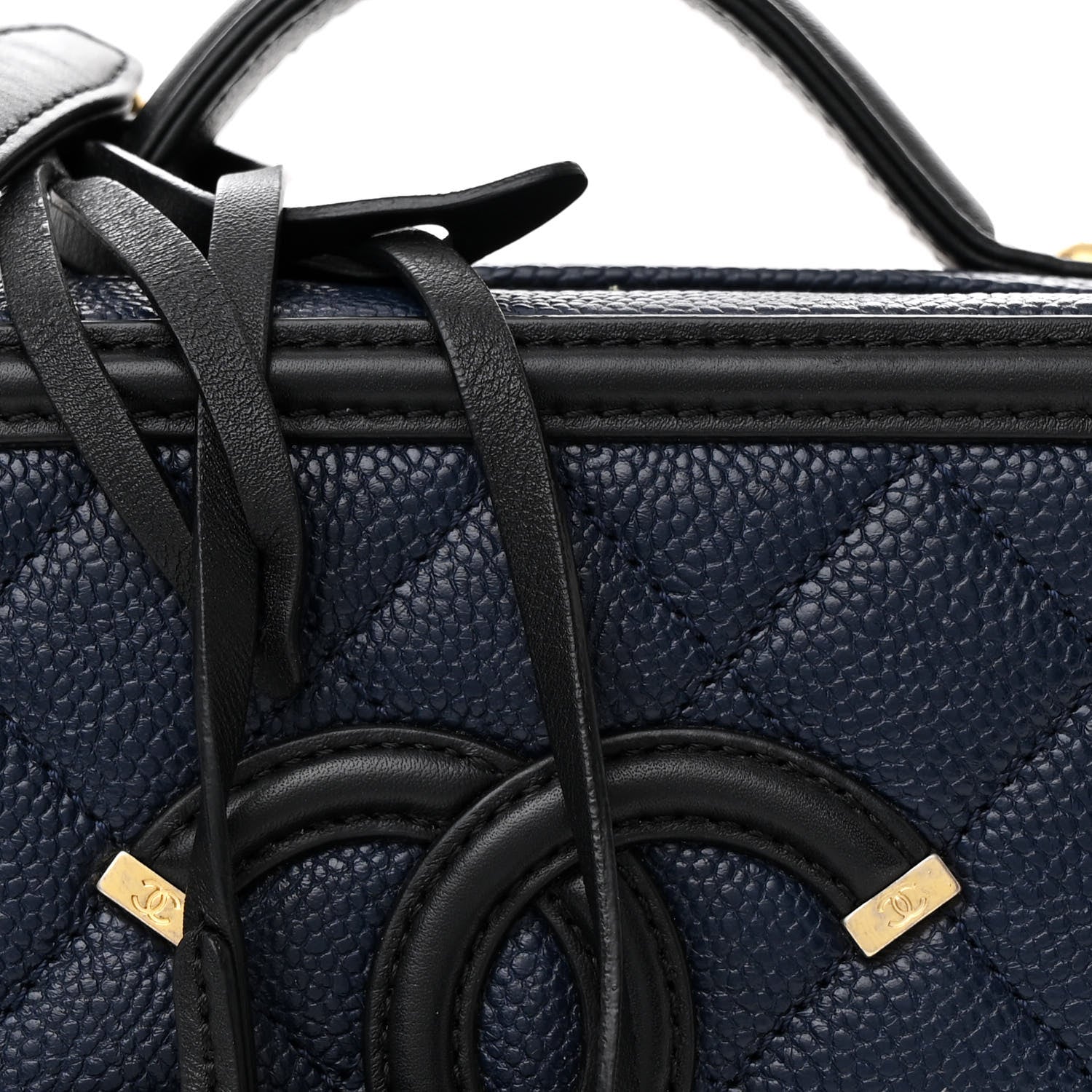 Chanel Caviar Quilted Small CC Filigree Vanity Case Navy Black 9 of 11