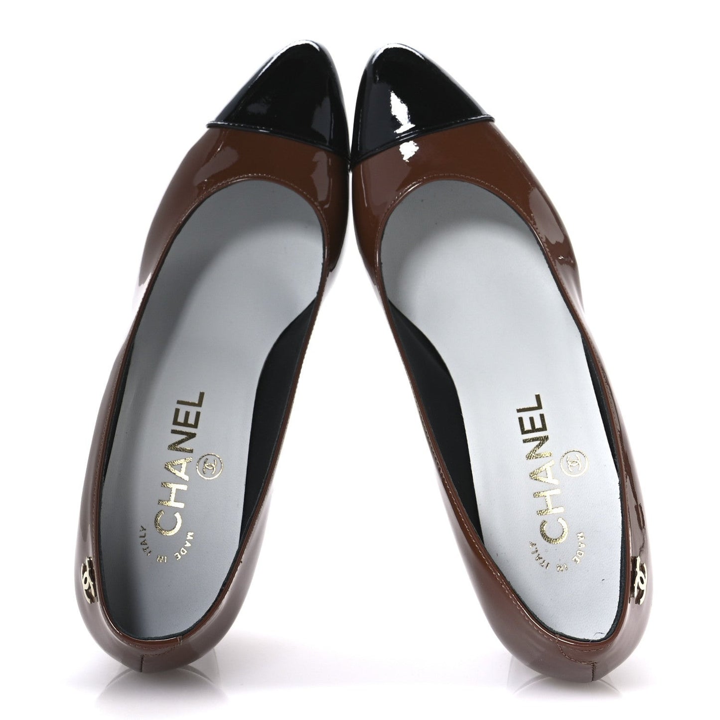 Patent Calfskin Pumps 36 Brown Black