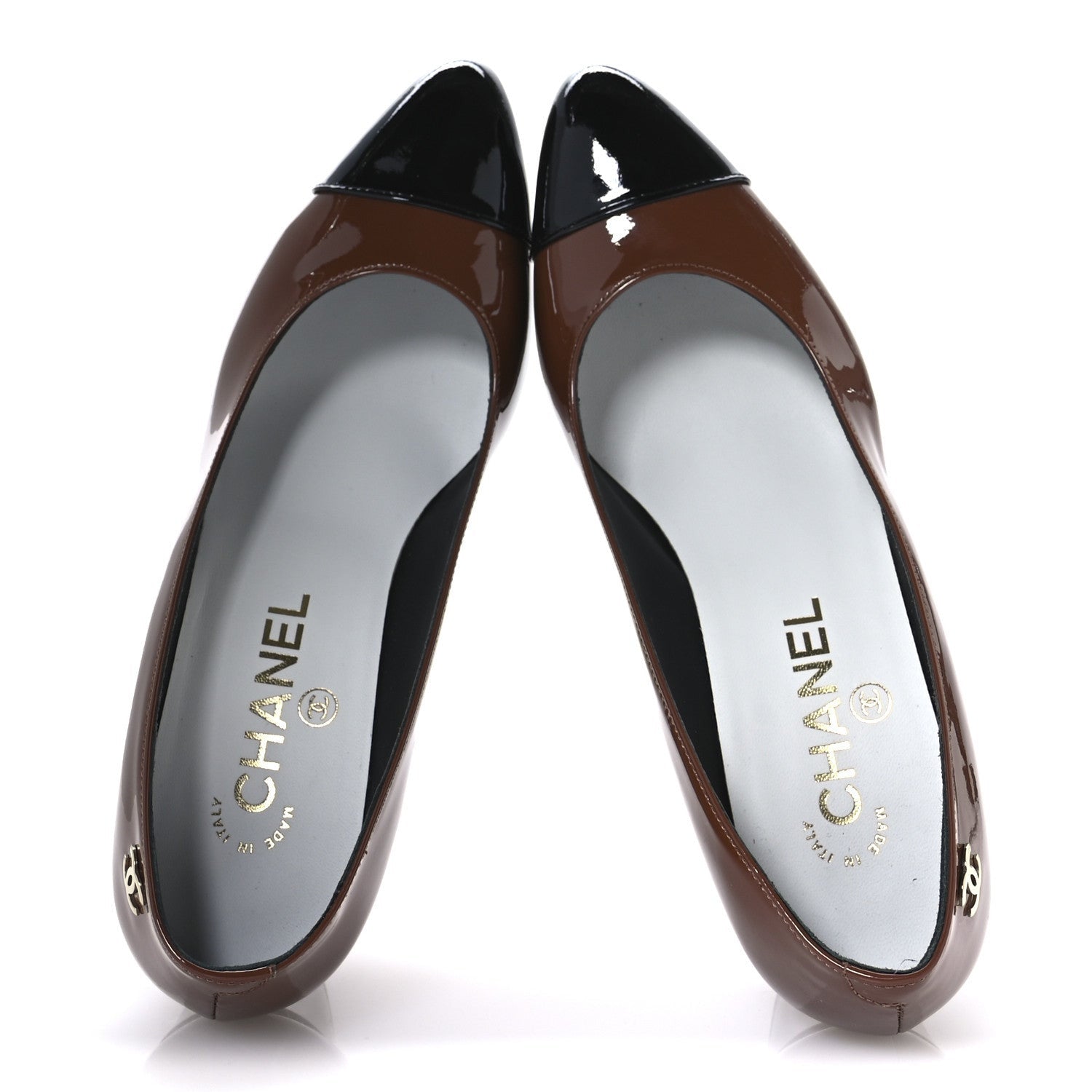 Chanel Patent Calfskin Pumps 36 Brown Black 2 of 7