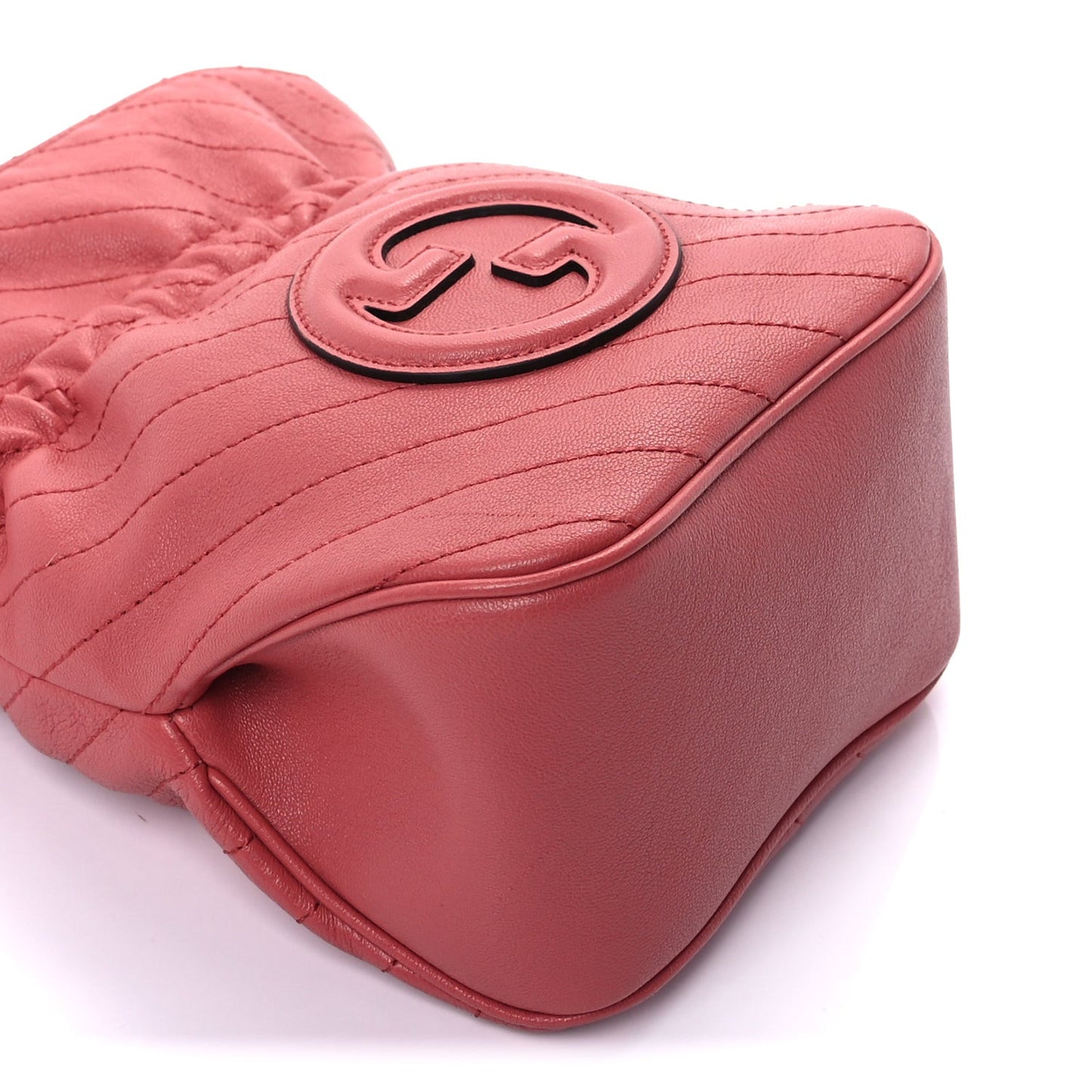 Sakai Be Green Calfskin Diagonal Stitched Mini Blondie Bucket Bag Pink