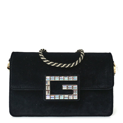 Gucci Velvet Crystal Square G Shoulder Bag  Black 2 of 9