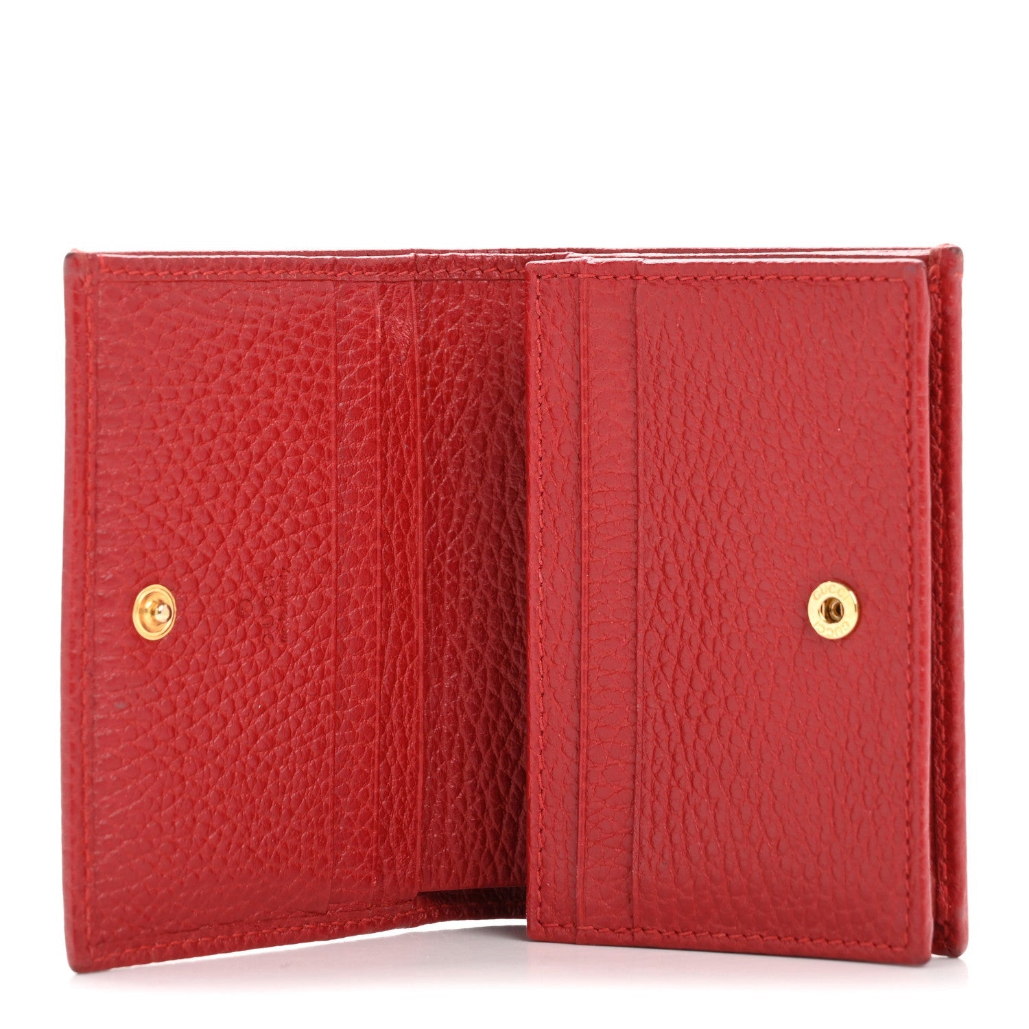 Gucci Pebbled Calfskin GG Marmont Card Case Hibiscus Red 5 of 7