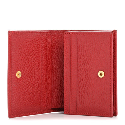 Gucci Pebbled Calfskin GG Marmont Card Case Hibiscus Red 5 of 7