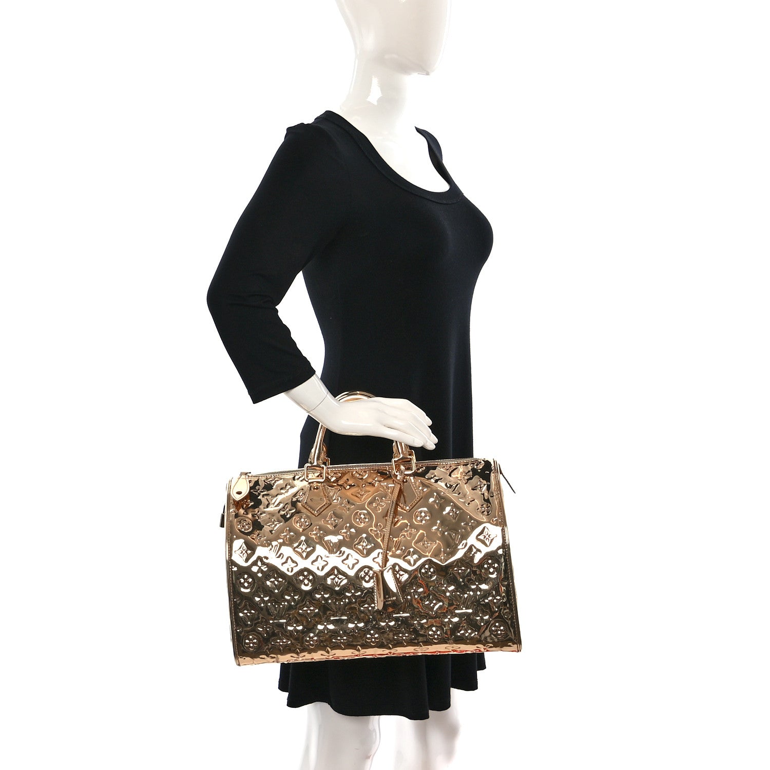 Louis Vuitton Monogram Miroir Speedy 35 Gold 2 of 12