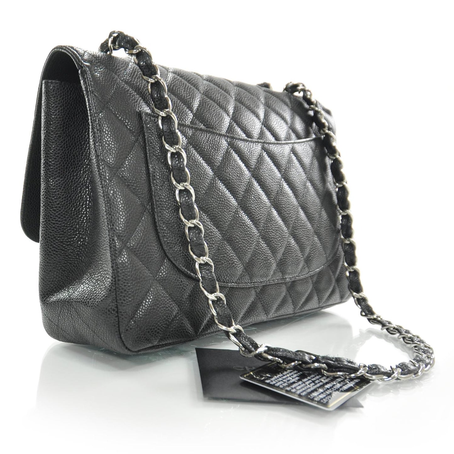 Caviar Jumbo Single Flap Black SHW