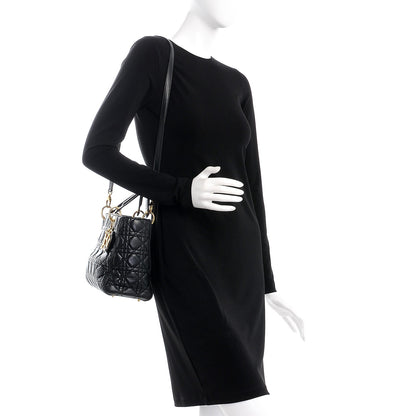 Christian Dior Lambskin Cannage Medium Lady Dior Black 2 of 9