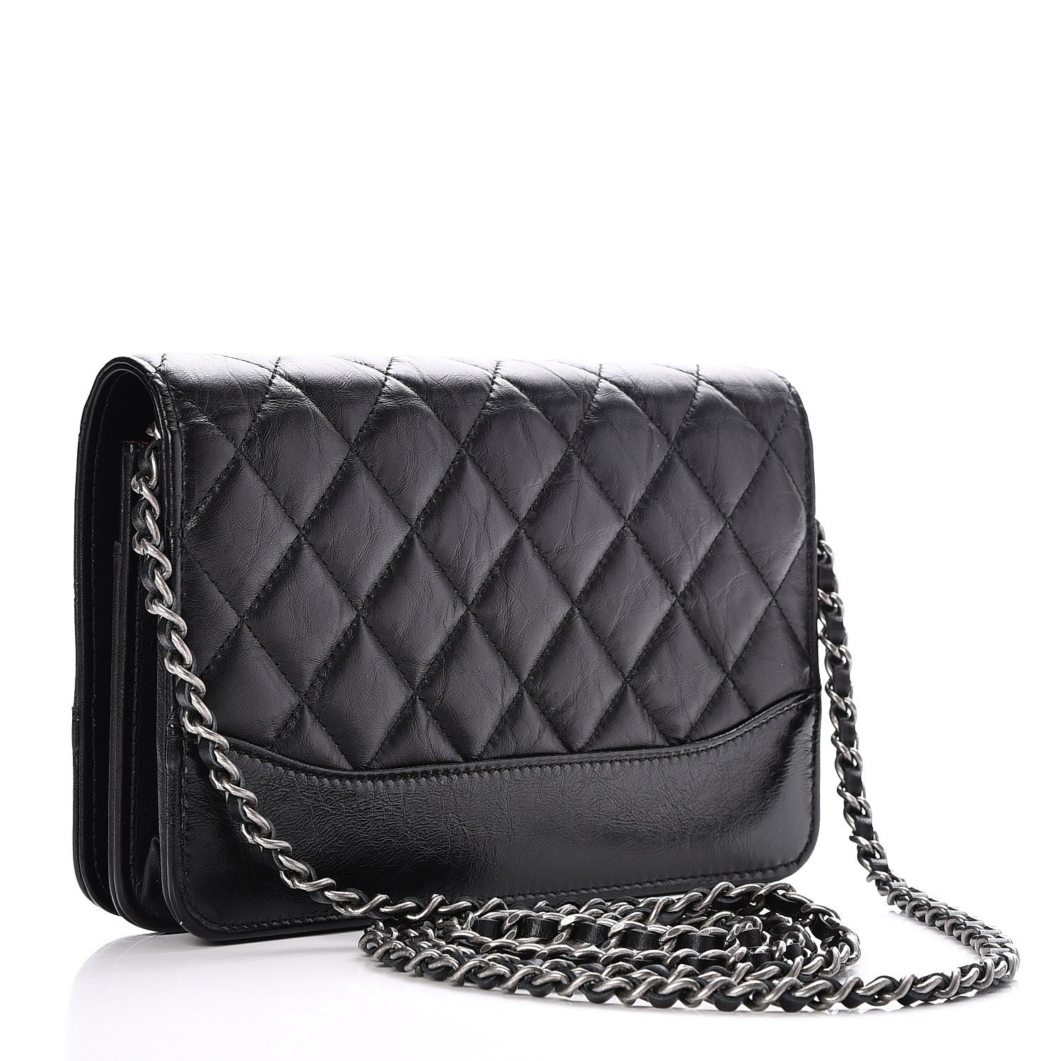 Chanel Aged Calfskin Quilted Gabrielle Wallet On Chain WOC Black 3 of 9