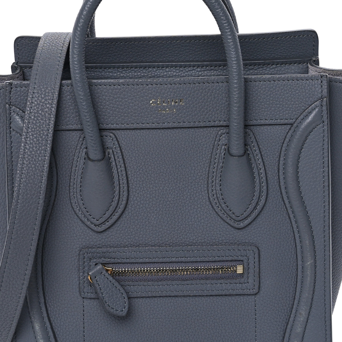 Drummed Calfskin Nano Luggage Kohl