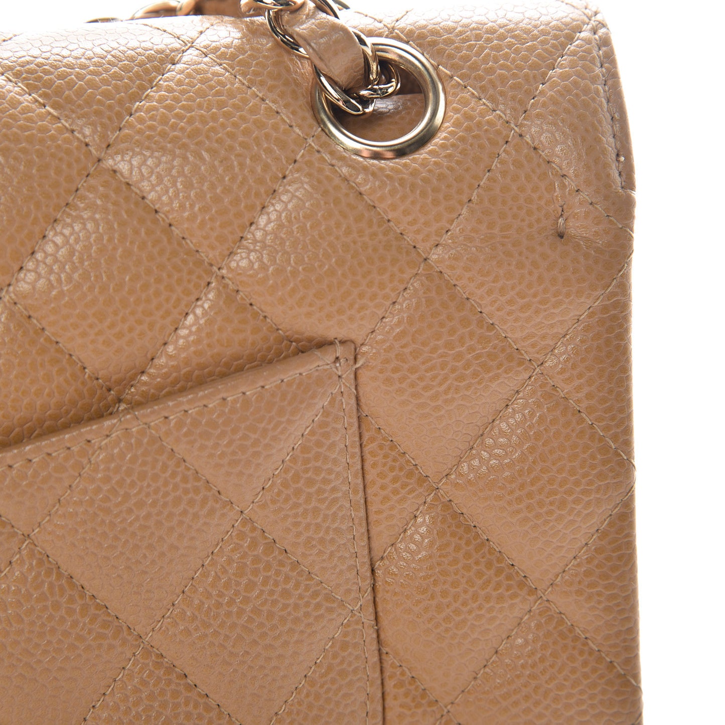 Caviar Quilted Medium Double Flap Beige Clair