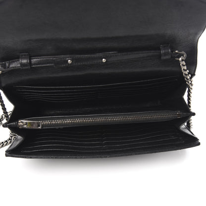 Saint Laurent Sheepskin Tri-Quilt Monogram Envelope Chain Wallet Black 5 of 11