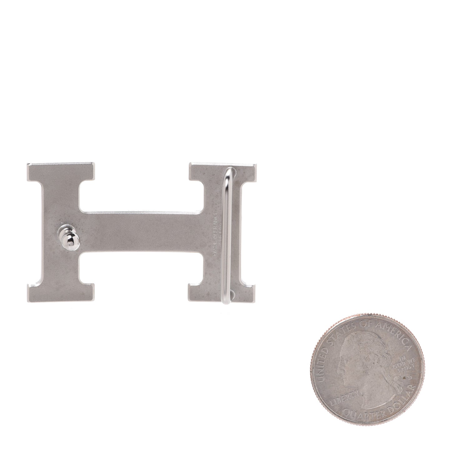 Polished Palladium 32mm H Belt Buckle Silver