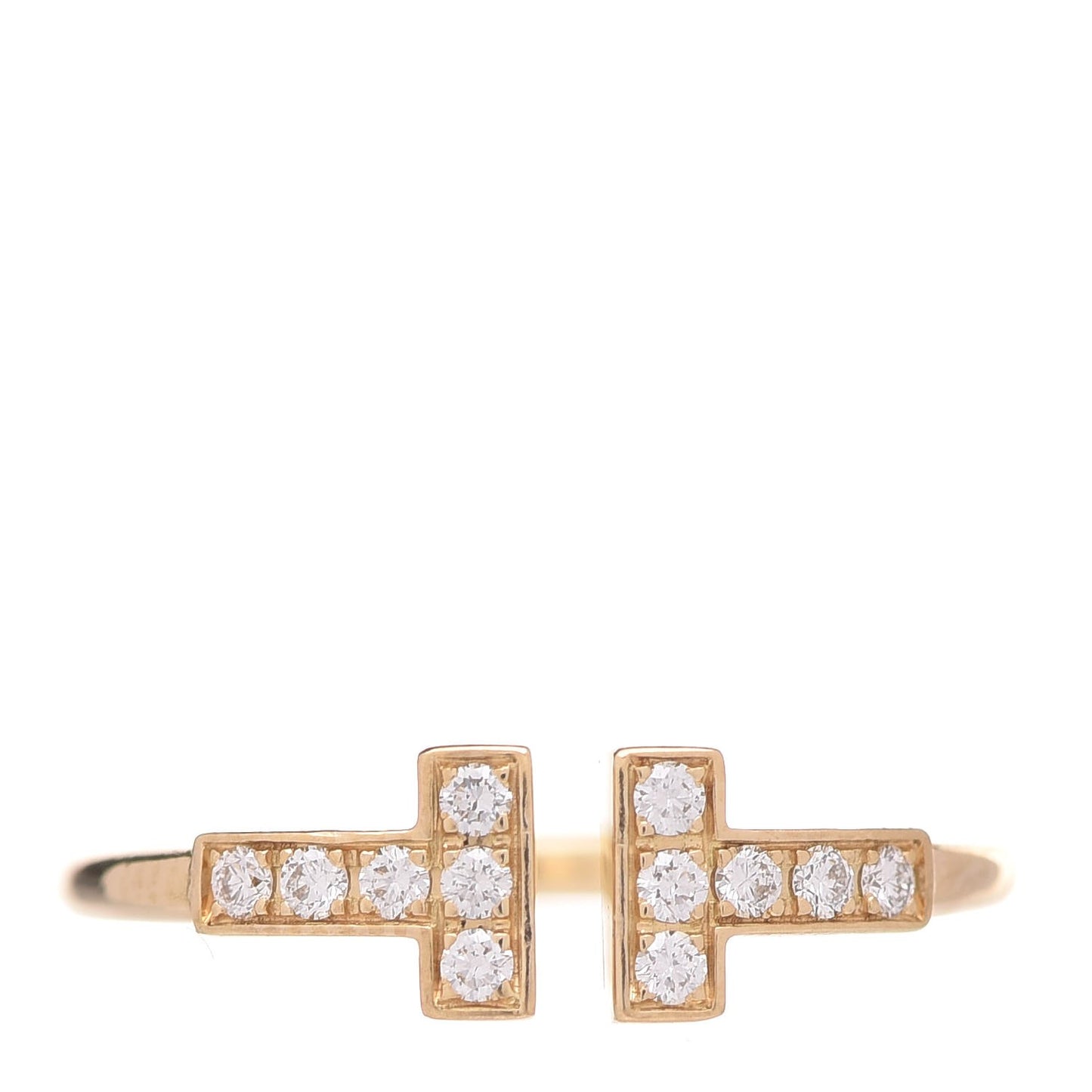 18K Yellow Gold Diamond T Wire Ring 52 6