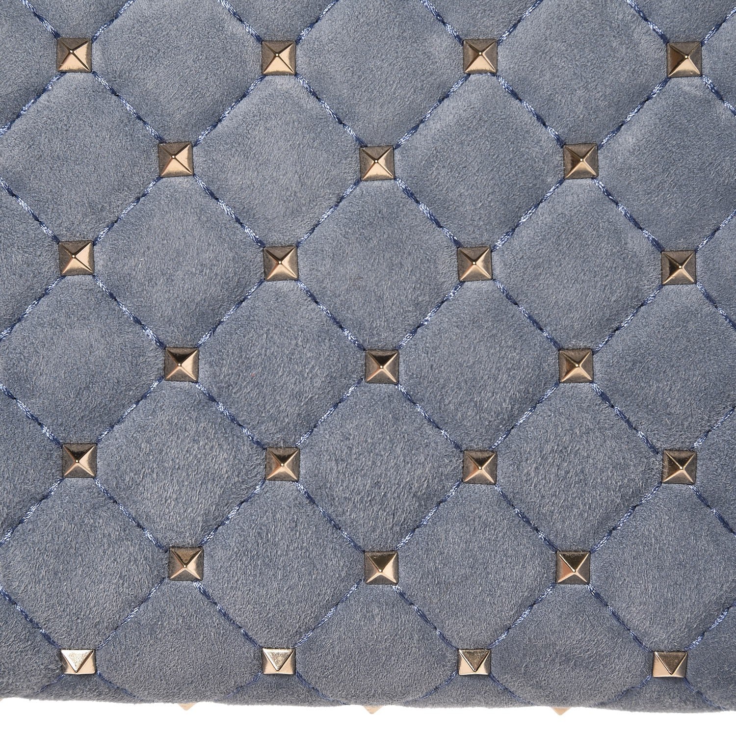 Valentino Garavani Suede Rockstud Spike Wallet on Chain Bright Blue 7 of 9