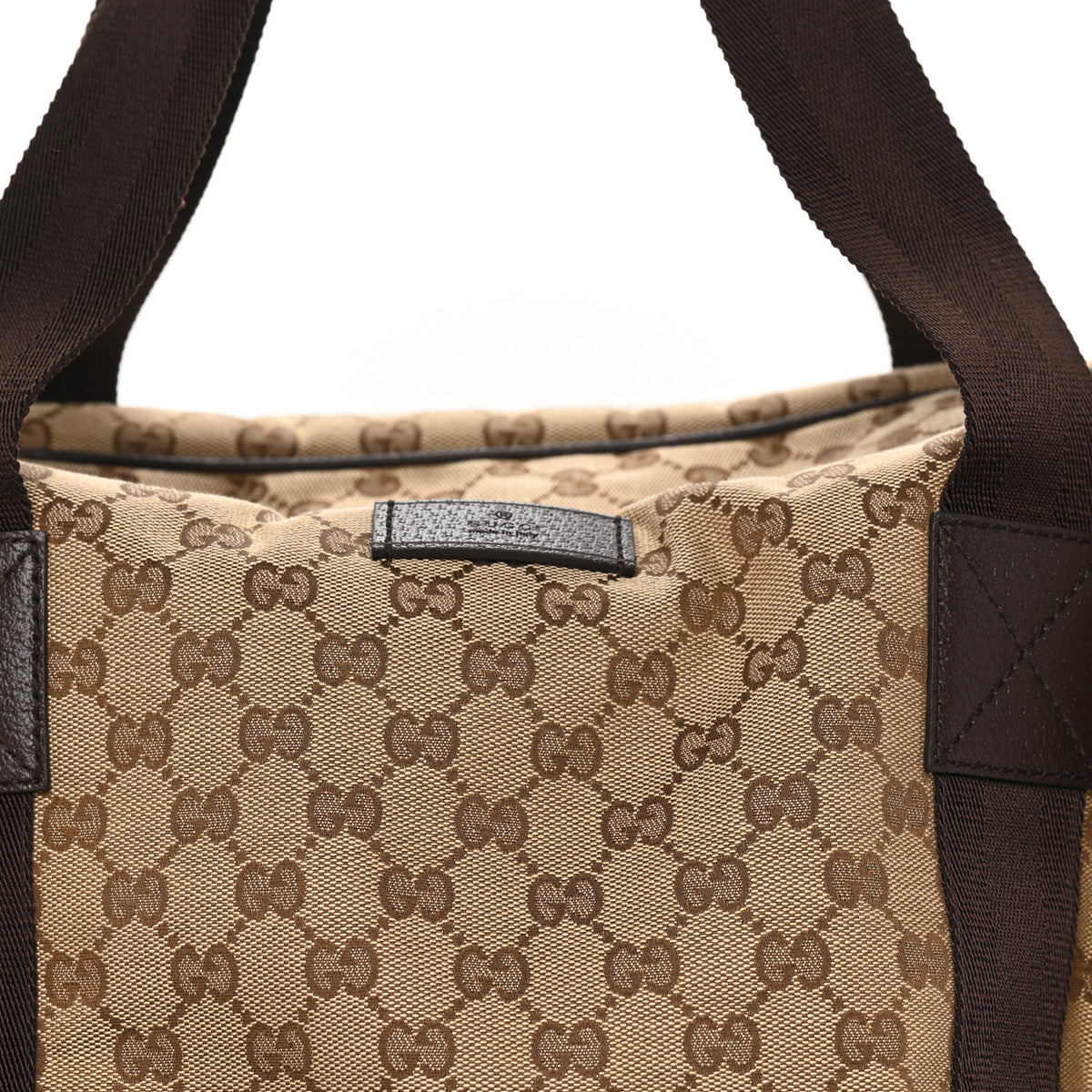 Gucci Monogram Dollar Calfskin Large Boston Duffle Bag  Beige Ebony Testa di Moro Marrone Scuro 6 of 8