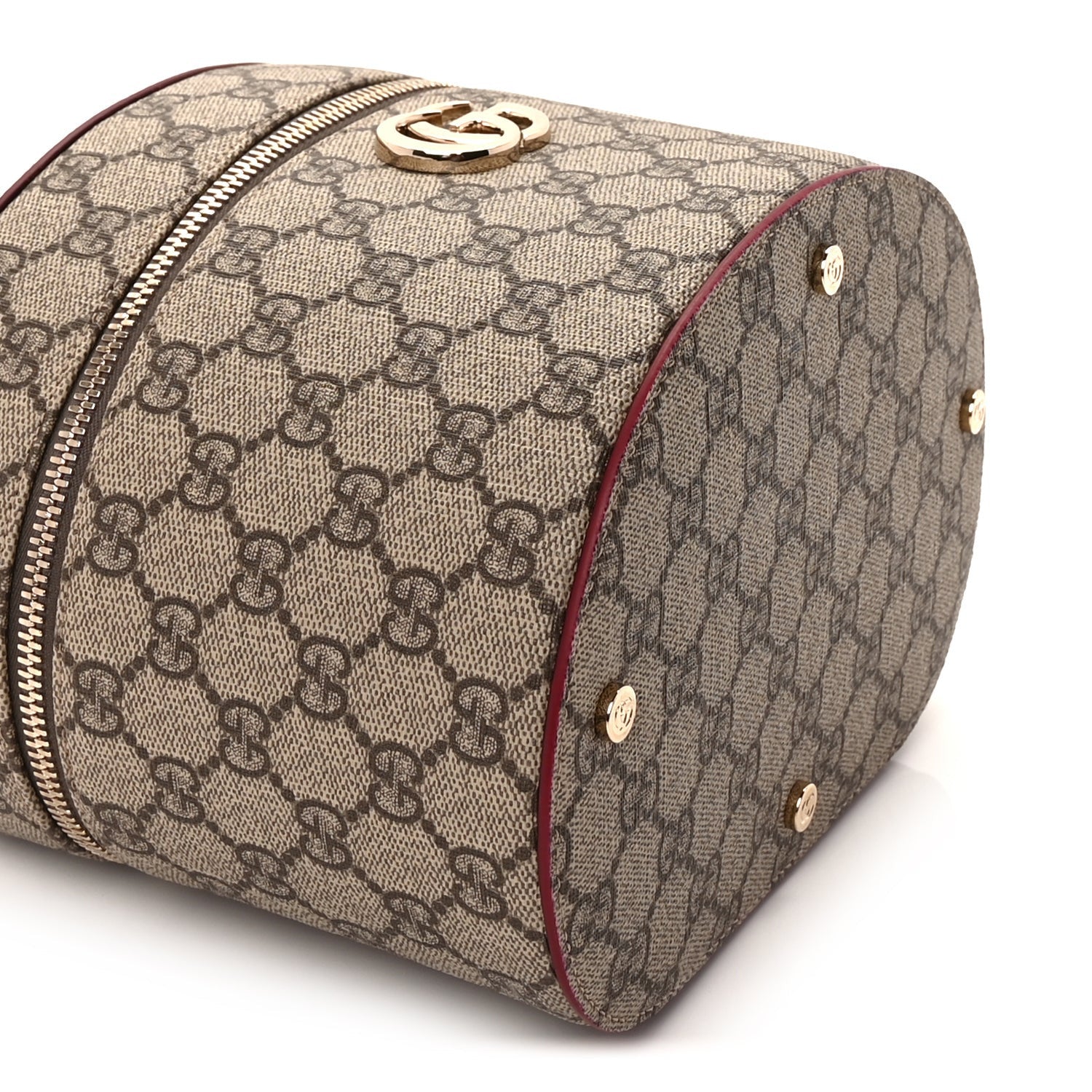 Gucci GG Supreme Monogram Ancora Calfskin Vanity Cosmetic Case  Beige Ebony Rosso 7 of 8