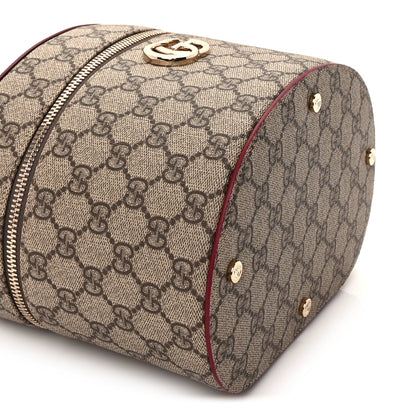 Gucci GG Supreme Monogram Ancora Calfskin Vanity Cosmetic Case  Beige Ebony Rosso 7 of 8