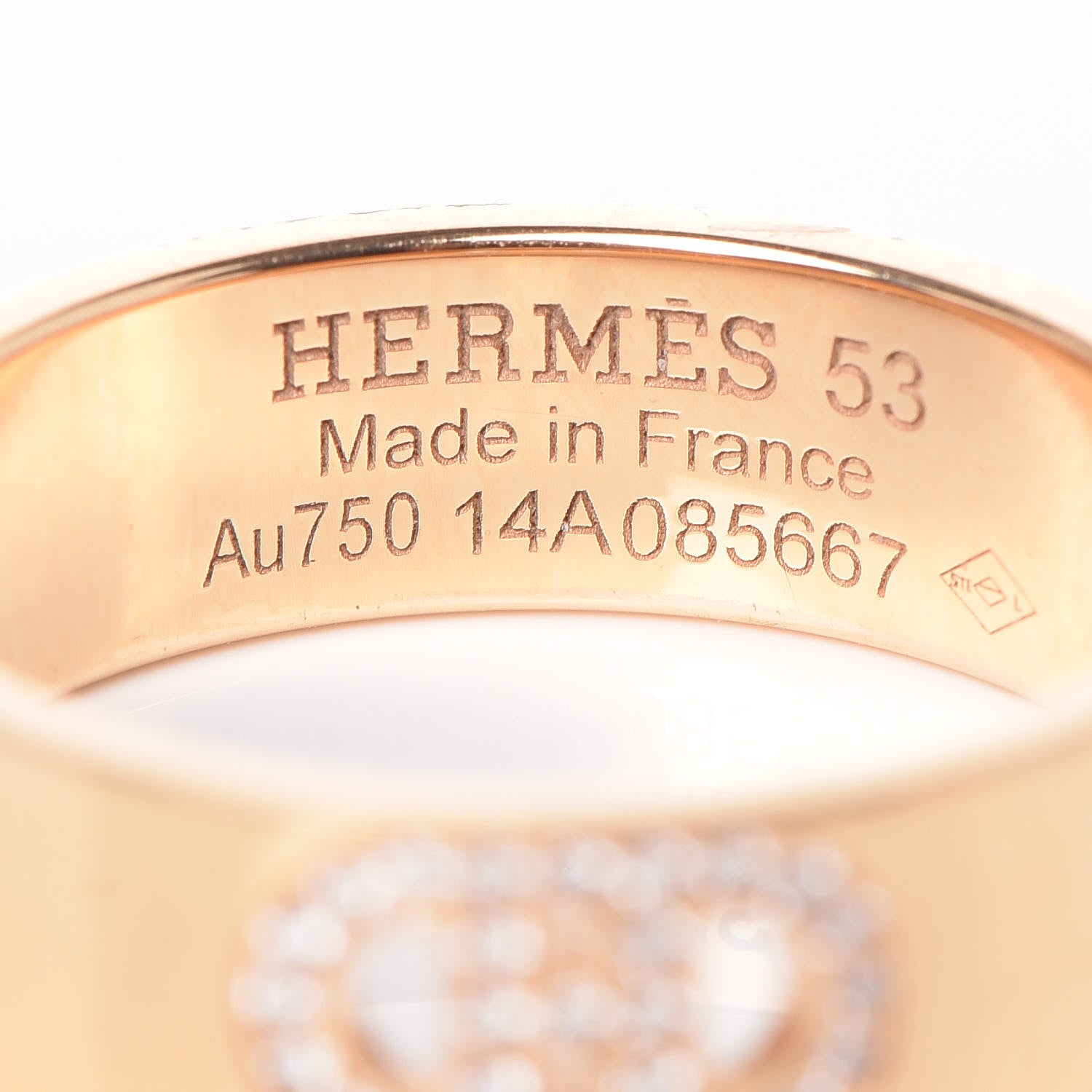 Hermes 18K Rose Gold Diamond PM H D'Ancre Ring 53 6.25 4 of 4