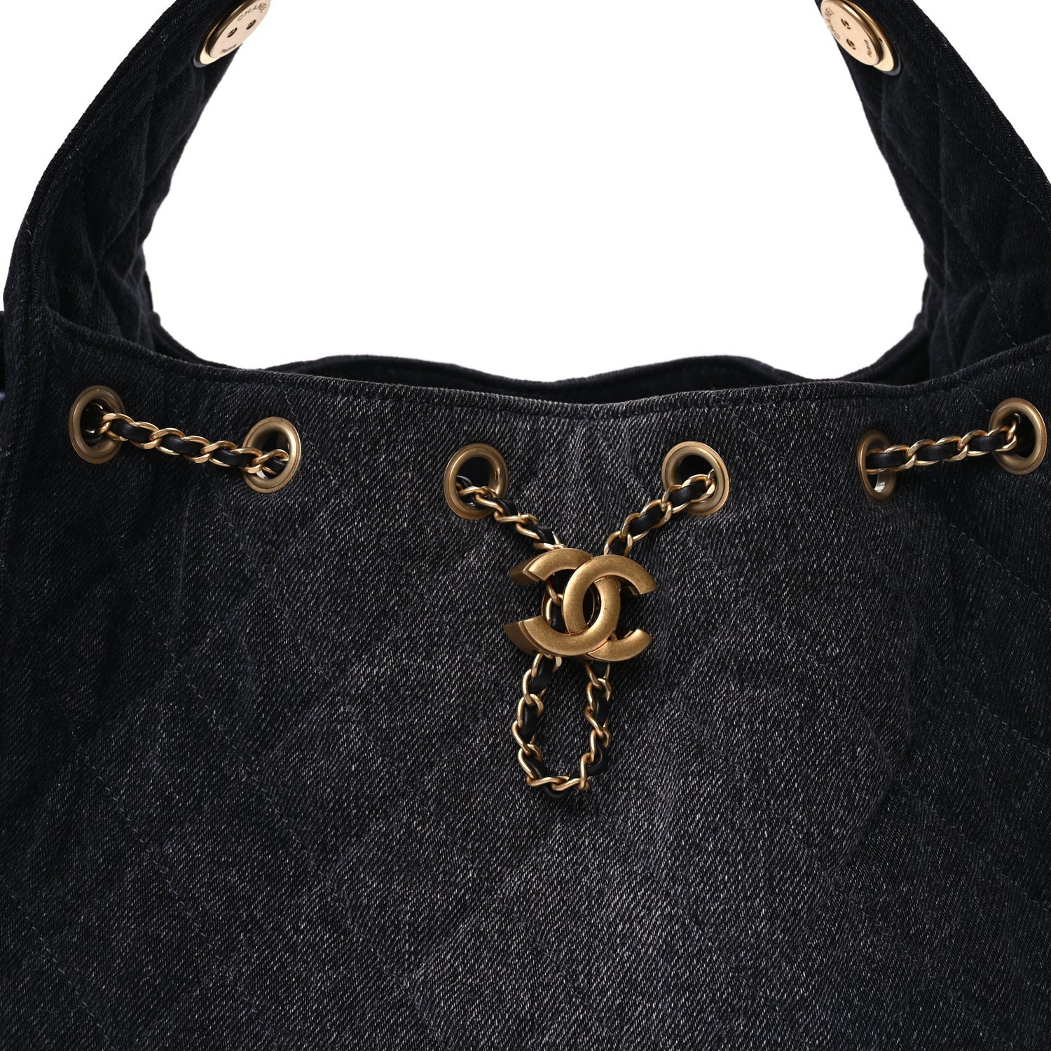 Chanel Washed Denim Quilted Small  25 Handbag  Black 7 of 9
