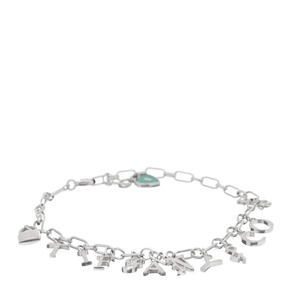 Tiffany Sterling Silver Enamel Love Notes Logo Charm Bracelet Blue 1 of 4