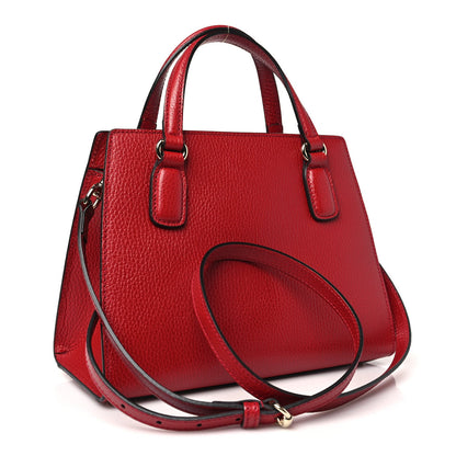 Gucci Dollar Calfskin Medium Soho Top Handle Satchel Hibiscus Red 3 of 7