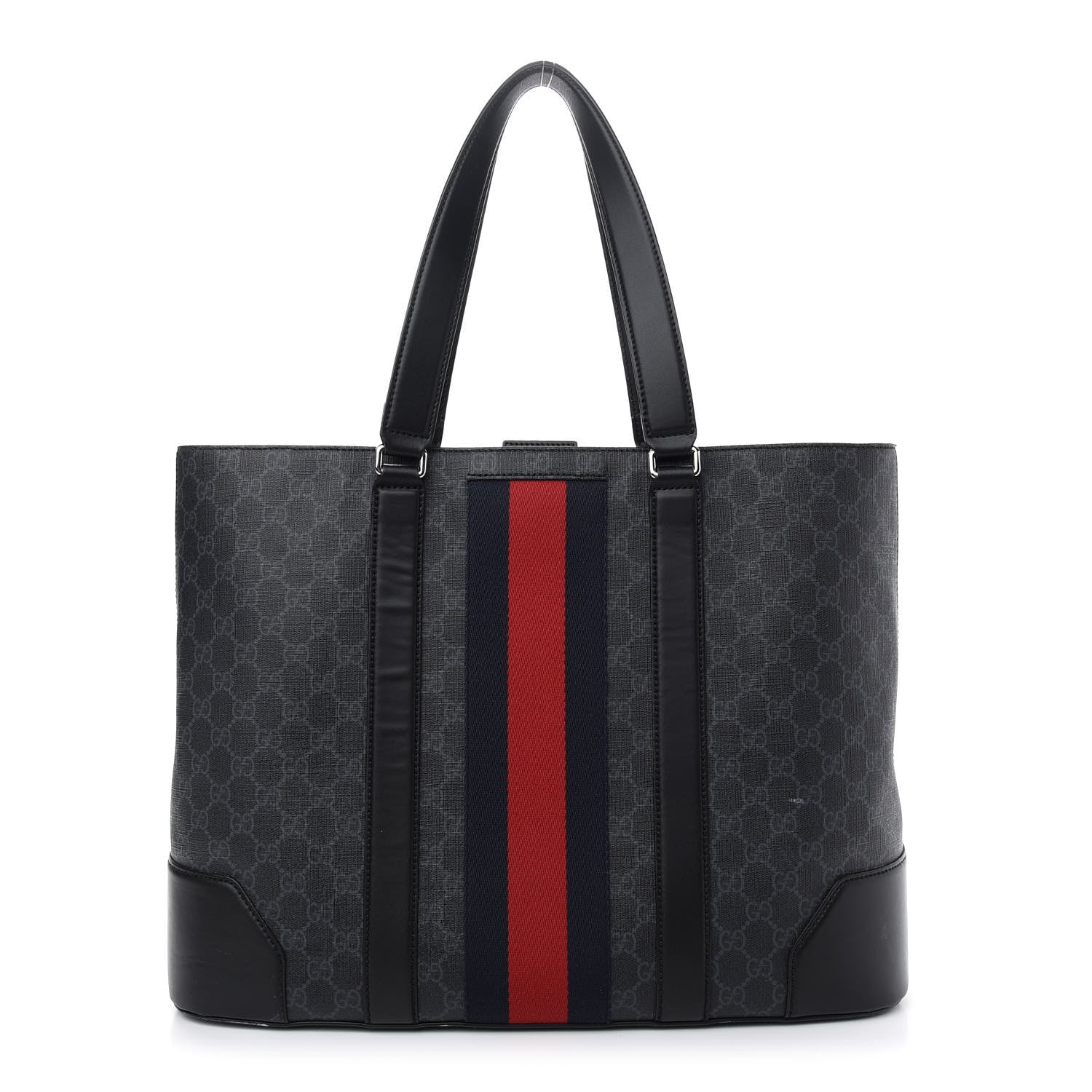 Gucci GG Supreme Monogram Web Tote Black Grey 1 of 14