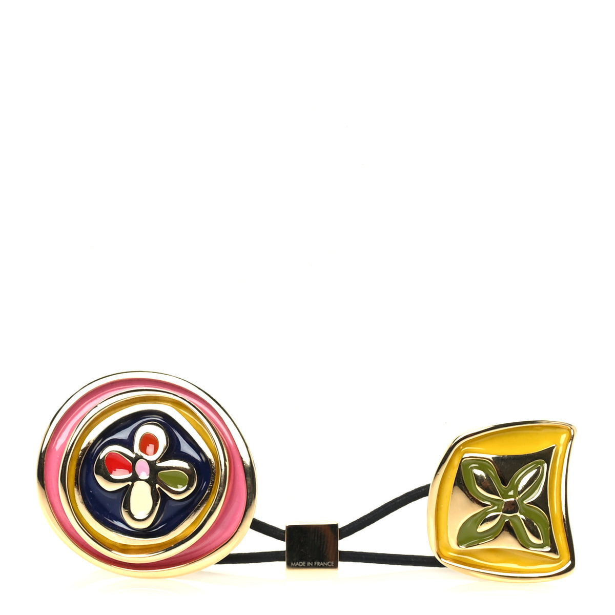 Louis Vuitton Enamel Monogram Hair Tie Gold Multicolour 1 of 5